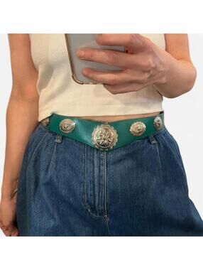 Vintage Green Western Concho Leather Belt